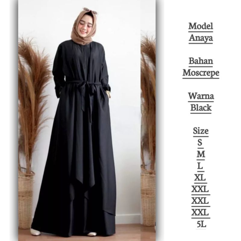 ANAYA BAJU MUSLIM DRESS GAMIS PAKAIAN TERBARU 2024 LEBARAN WANITA CEWEK REMAJA MUSLIM POLOS SIMPEL T