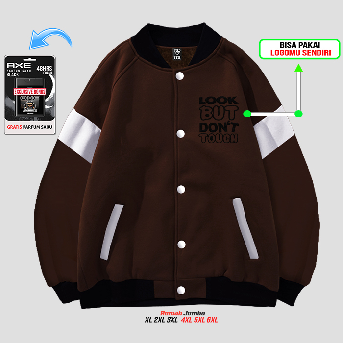 Jaket Bomber Pria Coklat Tua Oversize (M - 6XL ) Sweater baseball Custom