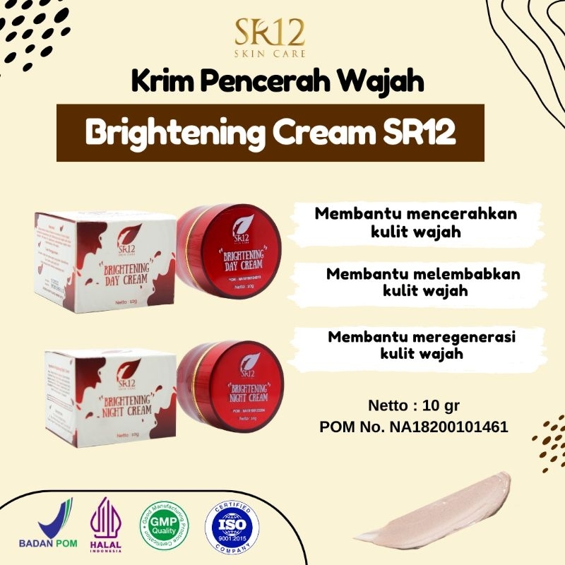 SR12 BRIGHTENING DAY & NIGHT CREAM / KRIM WAJAH / KRIM PENCERAH BPOM (AMAN BUMIL & BUSUI)