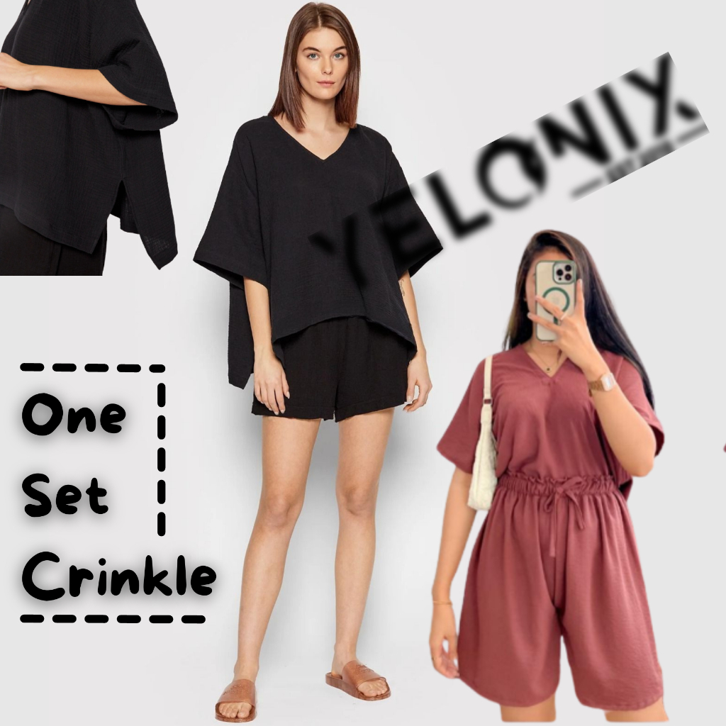 One Set Setelan Nina Long Square Nagita Hotpans Crinkle Airflow | PREMIUM AIRFLOW CRINKLE