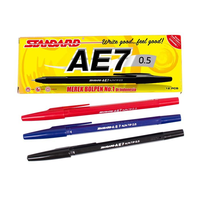 

PULPEN AE7 / BOLPOIN AE7 / PENA AE7 / BALL PEN STANDARD AE7 HITAM / MERAH / BIRU ( PCS )