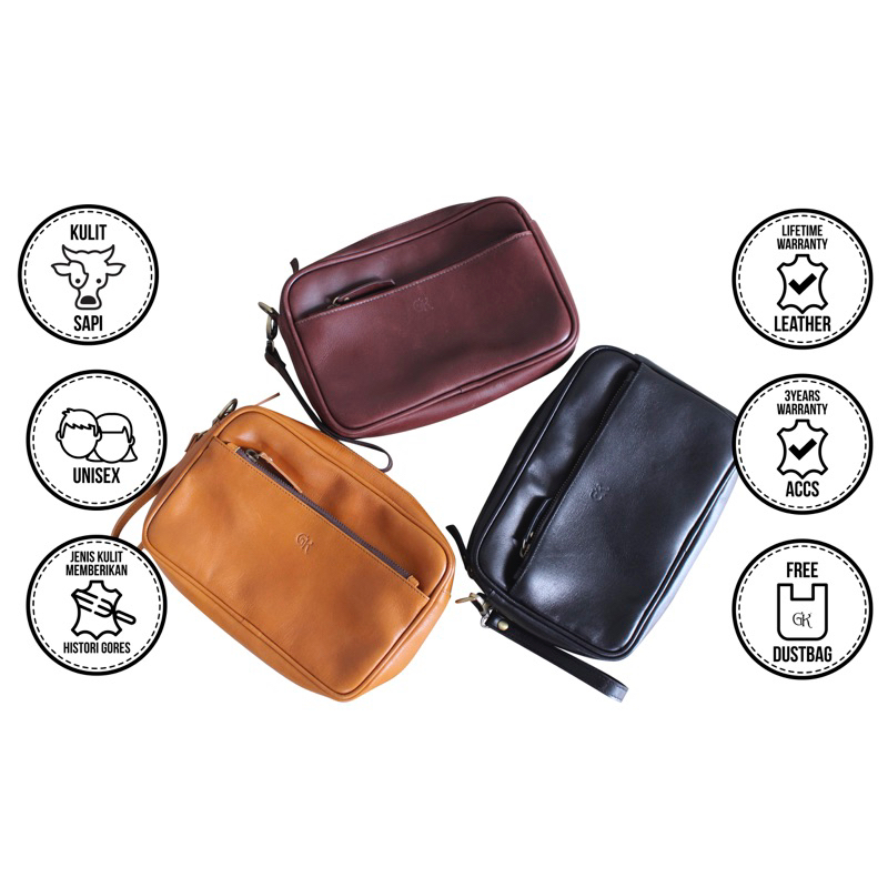 GK Janu Pouch Bag - Pouch Pria Kulit Asli/Pouch Kulit/Pouch Bag