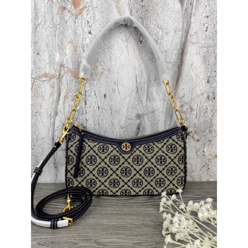 TB T Monogram Chenille Studio Jacquard Tory Navy