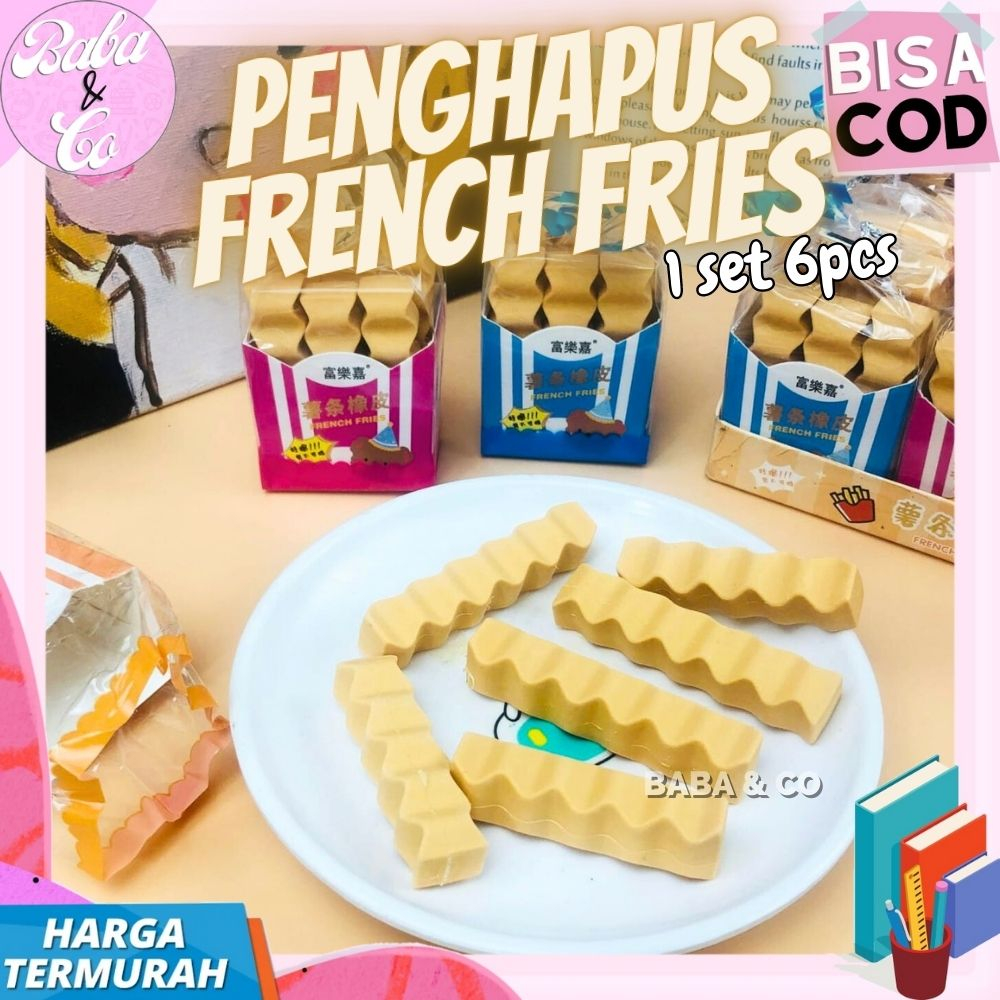

PENGHAPUS LUCU PENGHAPUS FRENCH FRIES 1 SET 6pcs ERASER FRENCH FRIES