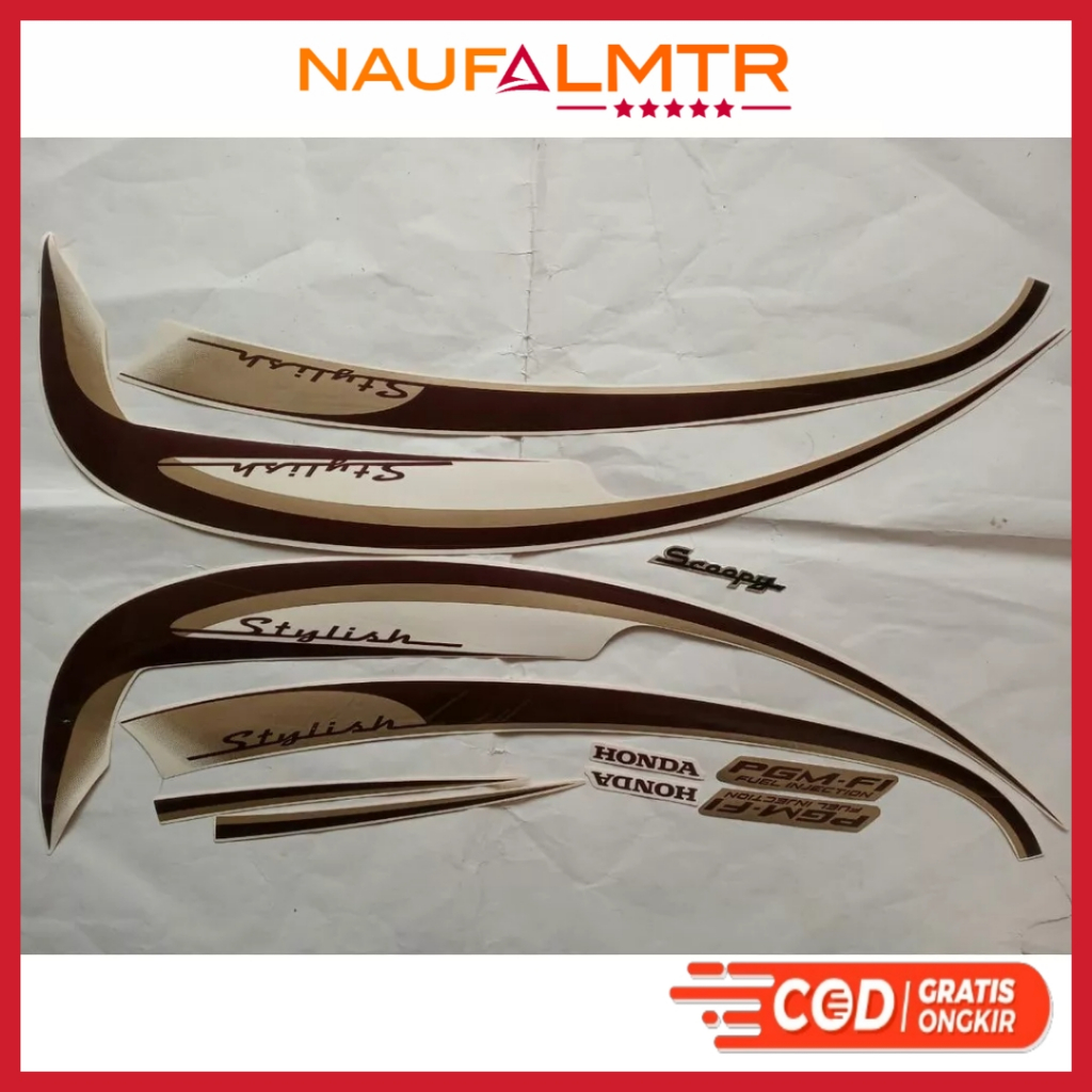 stiker striping honda scoopy stylish 2013 cream lis body original