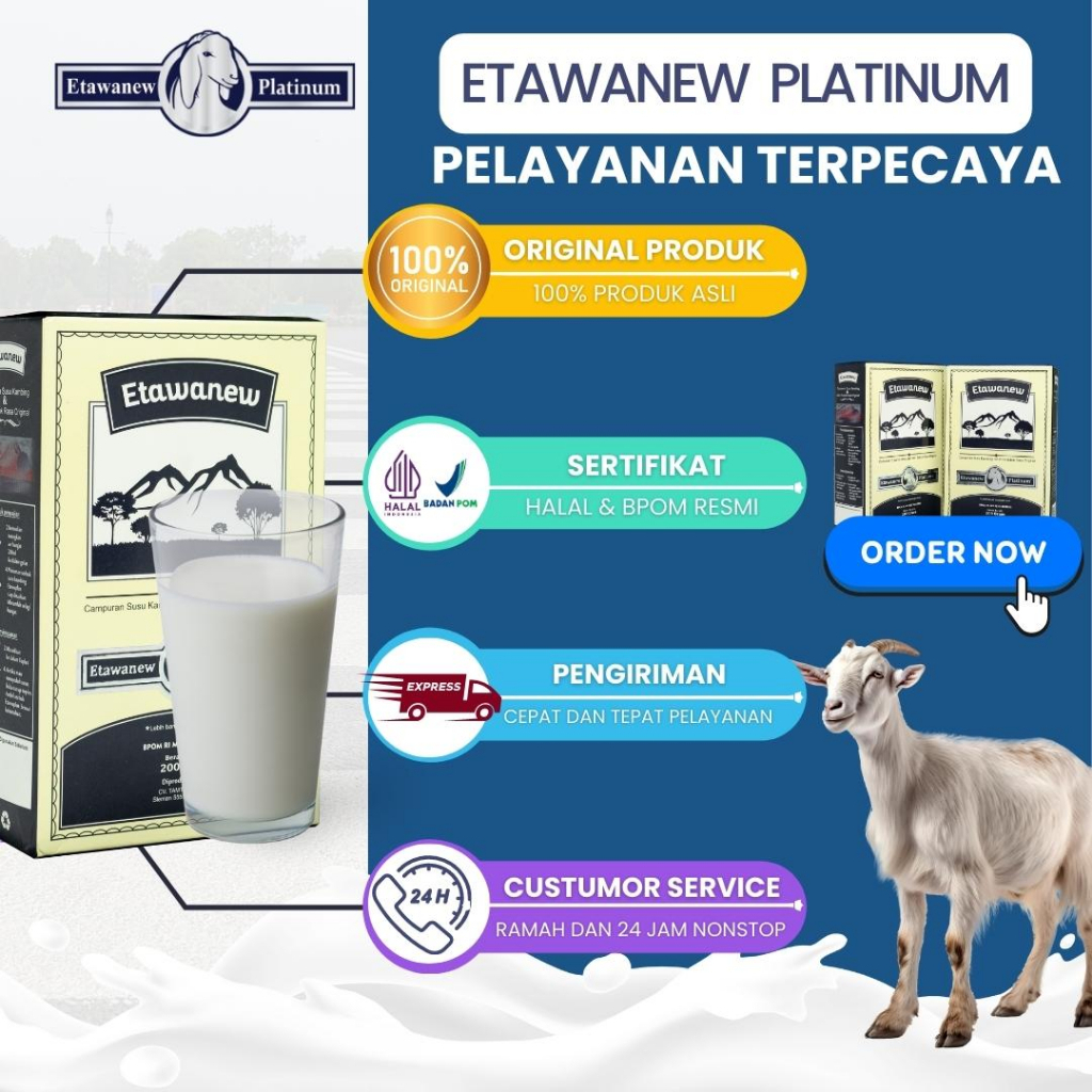 

ETAWANEW PLATINUM SUSU KAMBING ETAWA KUALITAS TERBAIK MENGATASI PERMASALAH TULANG DAN SENDI