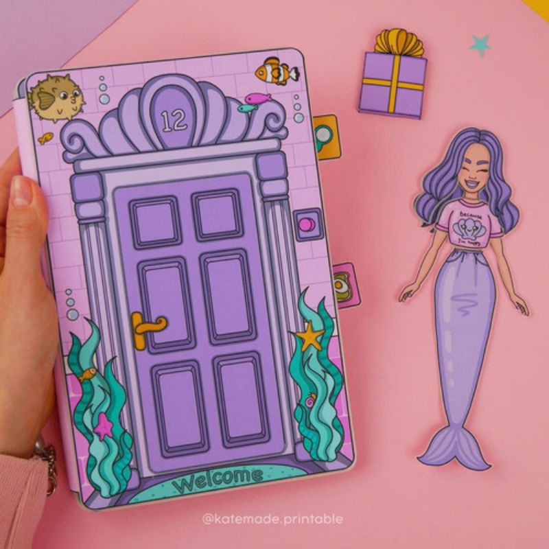 PAPER DOLL MERMAID DOLL HOUSE (DIY) MAINAN EDUKASI ANAK IN QUIET BOOK