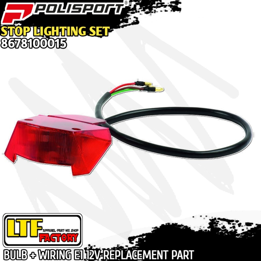 POLISPORT LED BULB WITH LICENCE PLATE WIRING REPLACEMENT PART TAIL LIGHT E1 12 V - Lampu Stop Rem Be