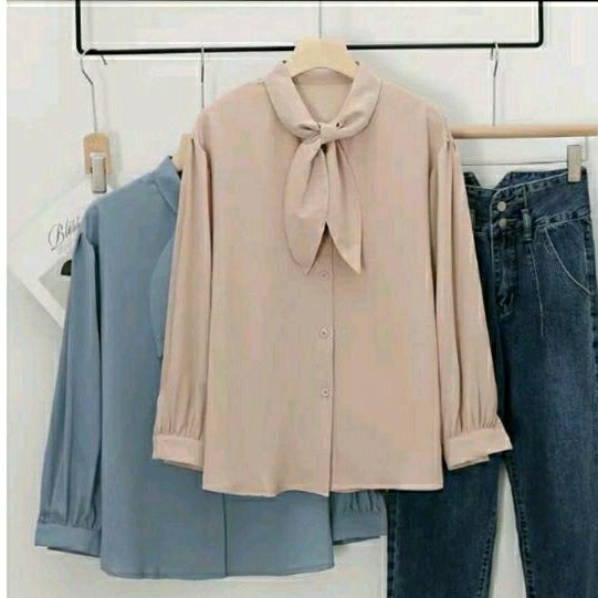 Osela Top Blouse Kemeja Korean Premium Fit L Fashion Baju Atasan Blus Long Shirt Remaja