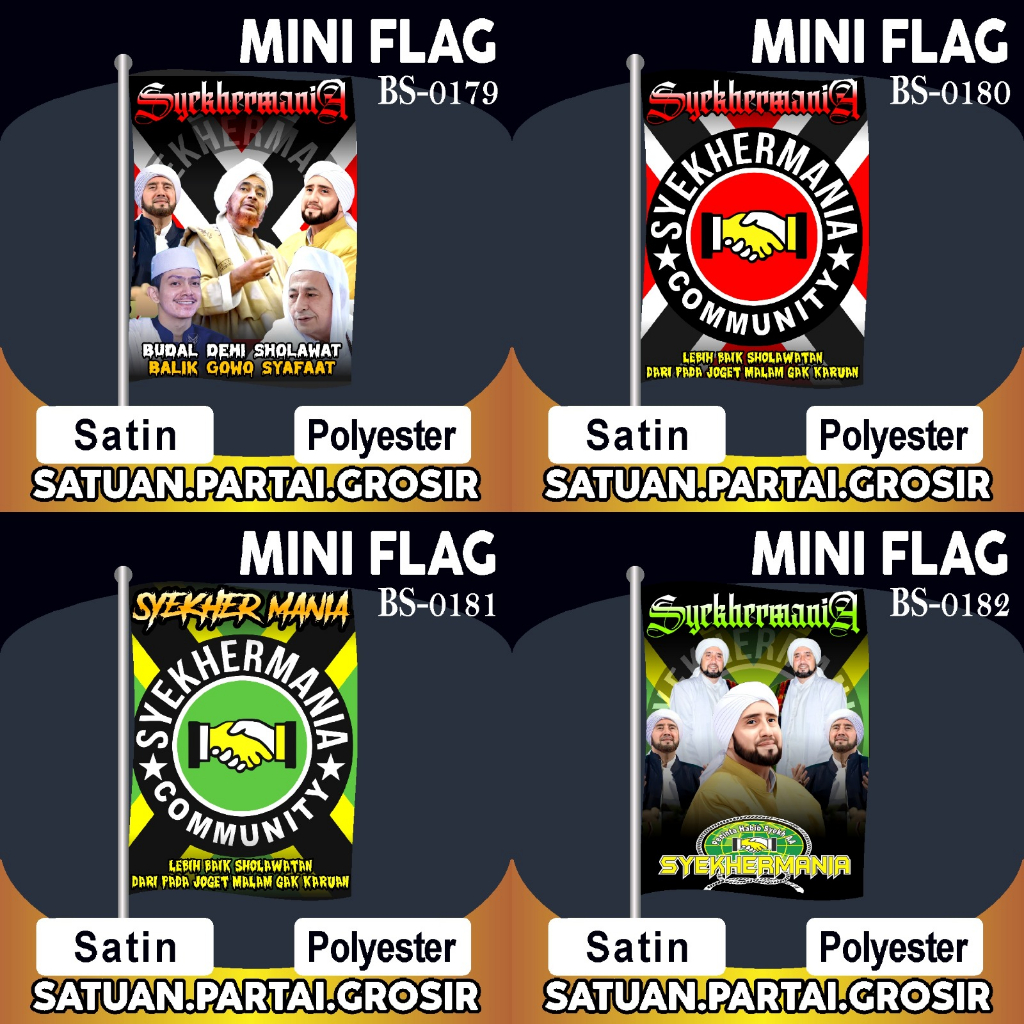 Cetak Bendera Kain Syekhermania Desain Putih /Umbul Umbul SyekhermaniaAAA