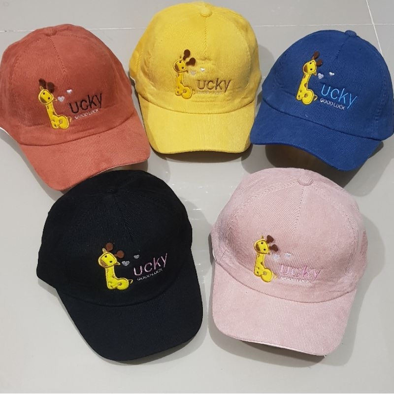 2-5thn Topi baseball anak bayi model Jerapah Lucky Giraffe bordir fashion baby