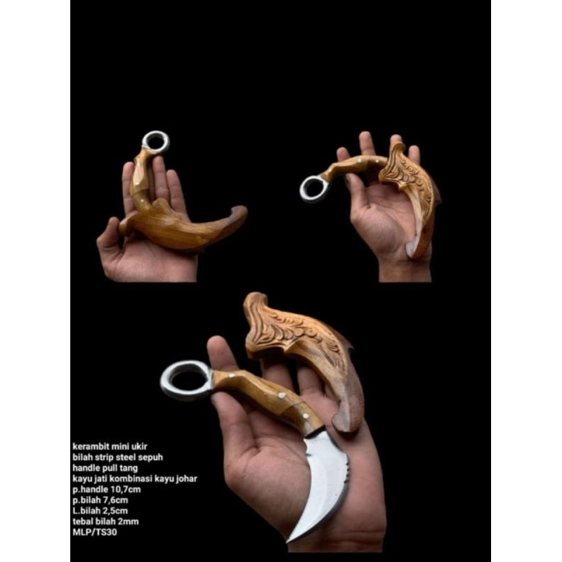 karambit silat ukir bunga mini