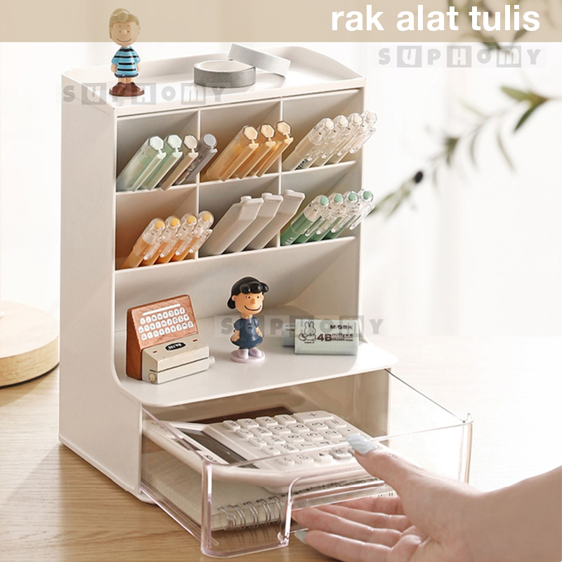 Rak pensil Tempat pensil Kotak pensil Organizer stationery Meja Laci Mini Kotak Alat Tulis Desktop