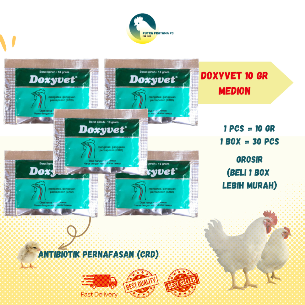 DOXYVET 10 GR Antibiotik Pernafasan Obat Ngorok CRD Pernafasan Ayam Unggas Medion