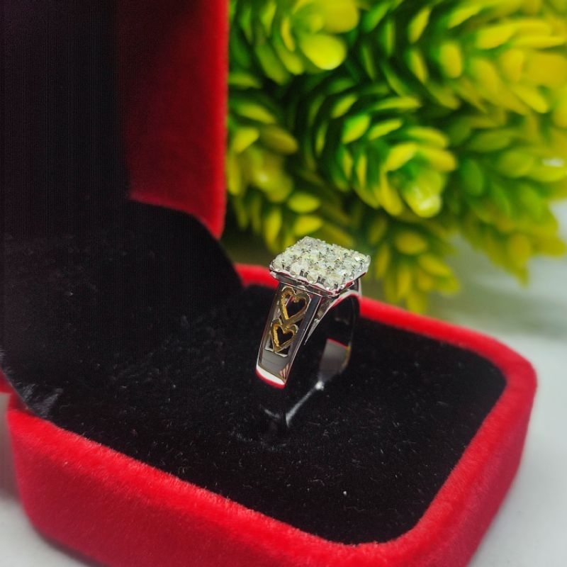 cincin wanita ikat perak full berlian eropa asli