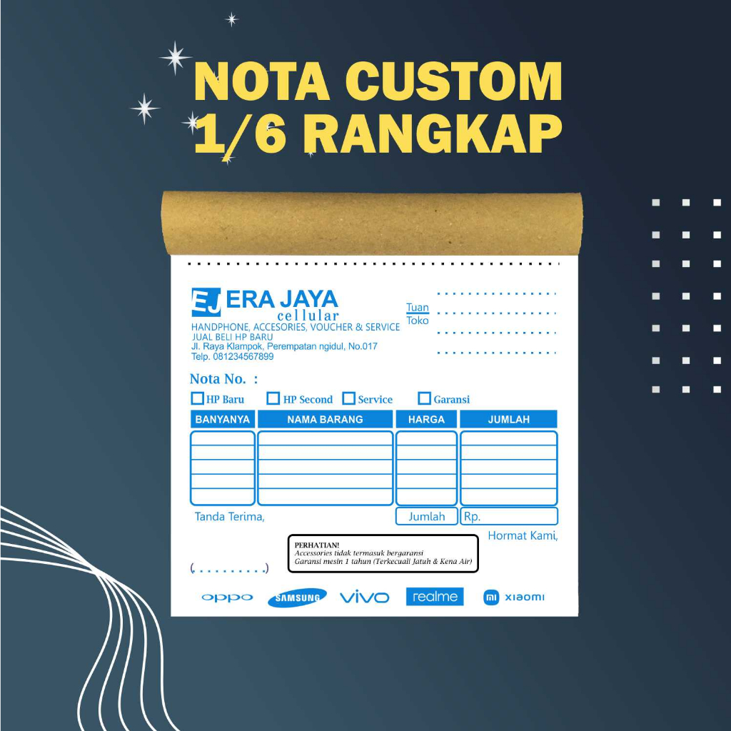 

NOTA CUSTOM CETAK BUKU NOTA 1PLY 2PLY