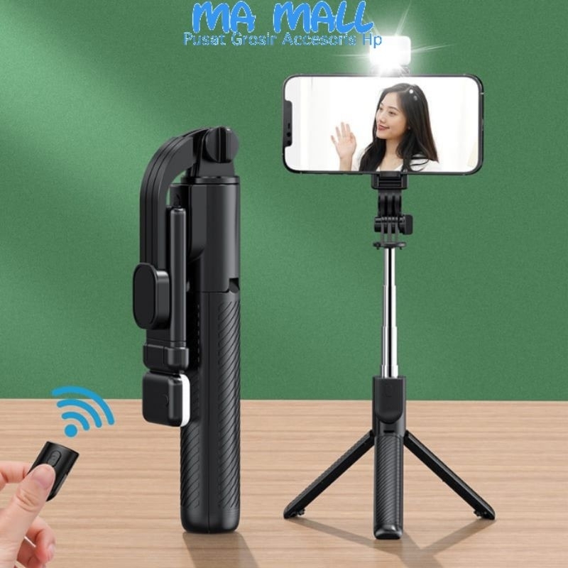 Tripod Tongsis 4in1 Tongsis Selfi Stick Flash LED  Tongsis 4 in 1 R1s Ak07s Tongsis Led Tripod Led B