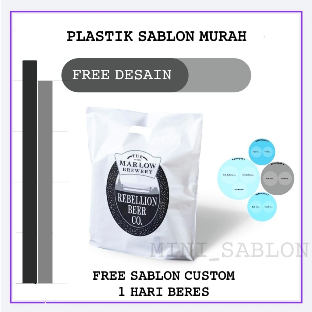 Custom Sablon Kantong Plastik PE Kotak Murah Ukuran 30 x 40 Untuk Tas Butik Olshop