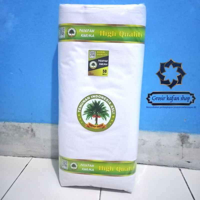 Kain kafan 1roll putih lembut lebar 120cm x 50m Cap Pelepah kurma