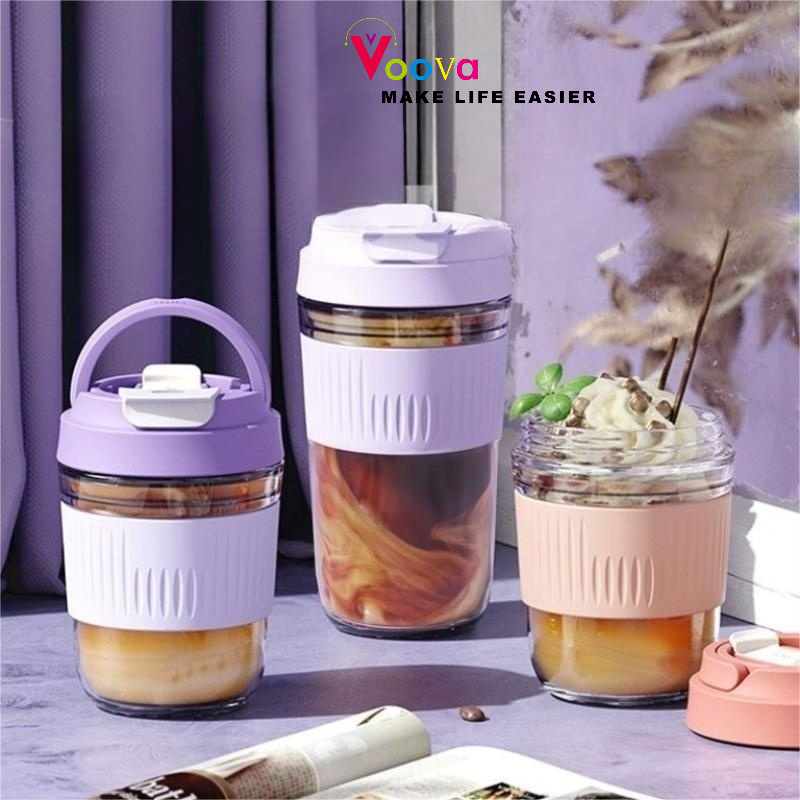 VOOVA Glass Tumblr Aesthetic / Tumbler Kopi / Gelas kaca / Susu / Bottle cup 300ml / 450ml