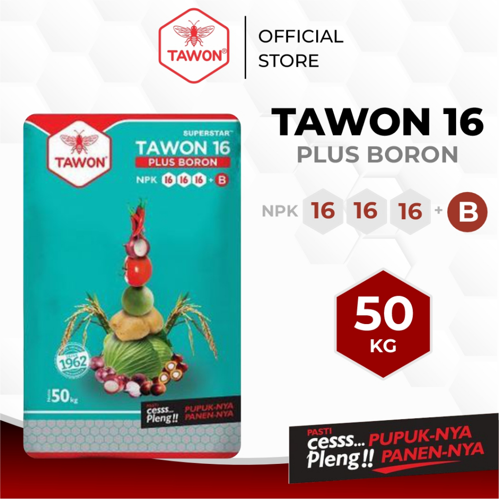 Pupuk NPK 16-16-16 Plus Boron Tawon 50 kg