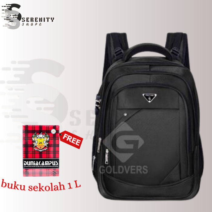 Tas Kerja Pria POLO GIVES Original Import 18inch Free Kabel USB + Raincover - Tas Sekolah SMP SMA Terbaru ( COD )