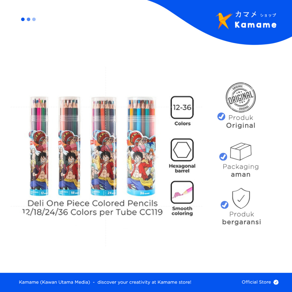 

Deli Colored Pencil - One Piece Terang dan Halus C119-12,C119-24 - Kamame