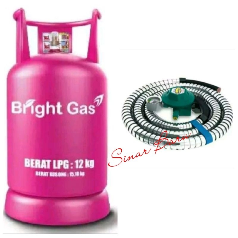 Tabung Bright Gas 12kg + Isi + Selang paket Quantum Tabung pink 12kg+ Isi + Selang Paket Quantum