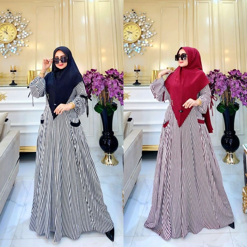 Kartini gamis set Khimar/syar'i/salur/maroon/lebaran/kondangan/homey dress/busui/jumbo