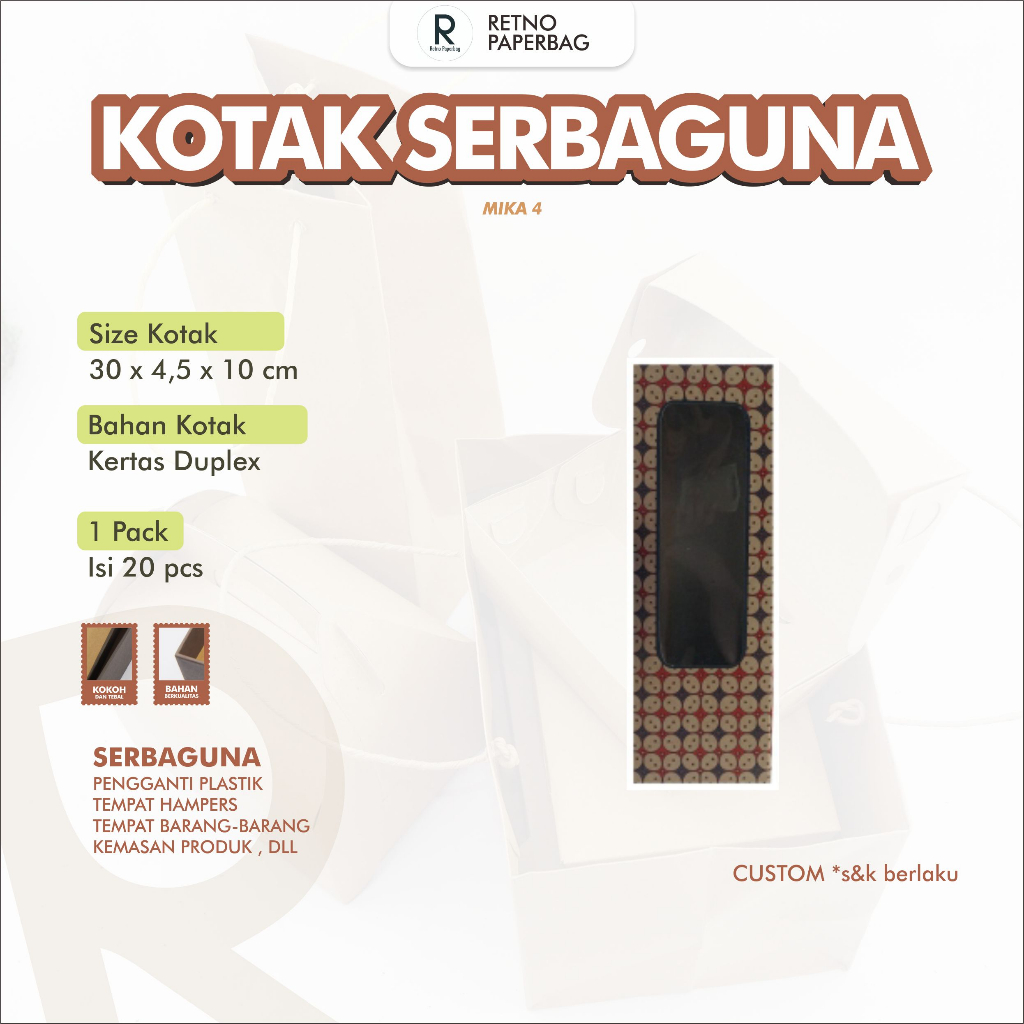

Kotak Kemasan Motif Batik Serbaguna Mika 4-Retno Paperbag