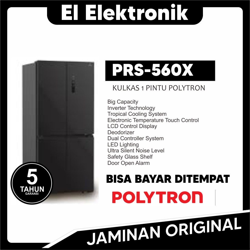 KULKAS SIDE BY SIDE POLYTRON 4 PINTU 550 LITER PRS-560X PRS 560 GARANSI RESMI