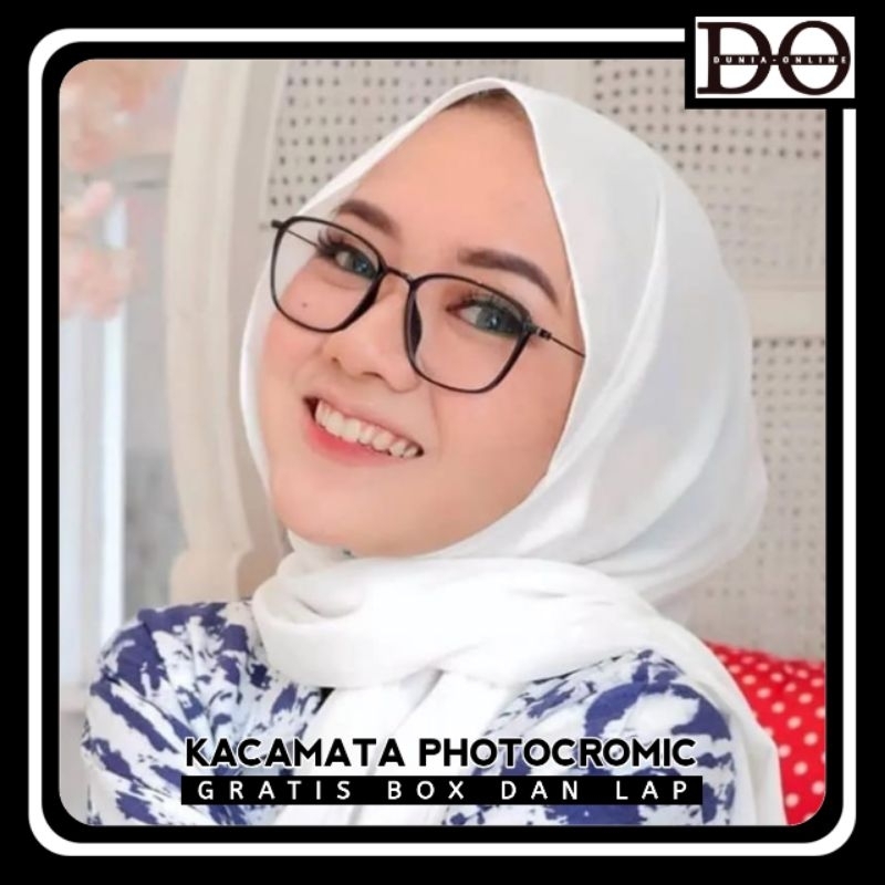 Kacamata Photocromic Normal frame kotak perpaduan plastik dan besi Ringan Pria dan Wanita - 2189