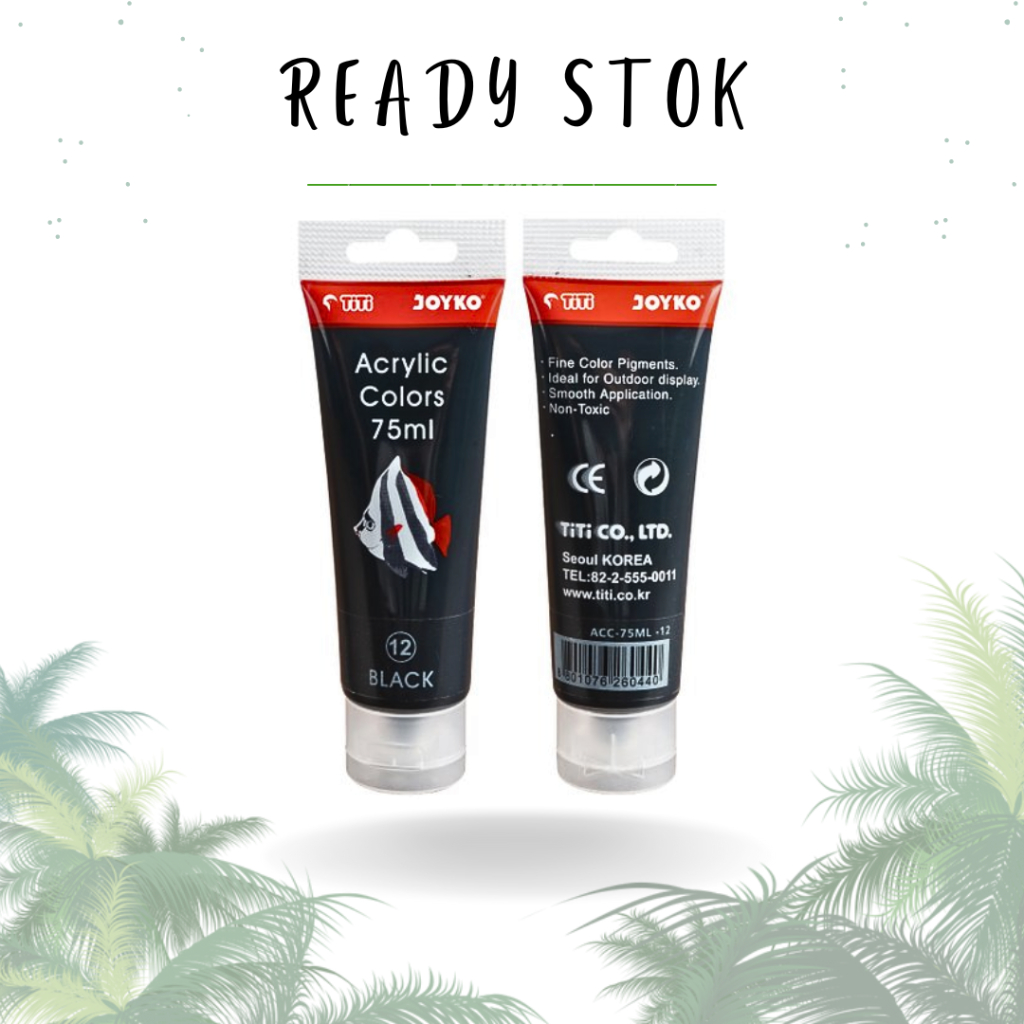 CAT AKRILIK/ACRYLIC COLOR/CAT AKRILIK JOYKO/AKRILIK HITAM/ACRYLIC COLOR 75ML BLACK(PCS)