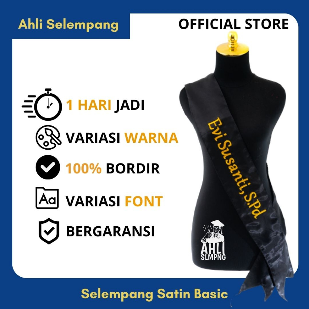 SELEMPANG WISUDA SATIN BORDIR CUSTOM
