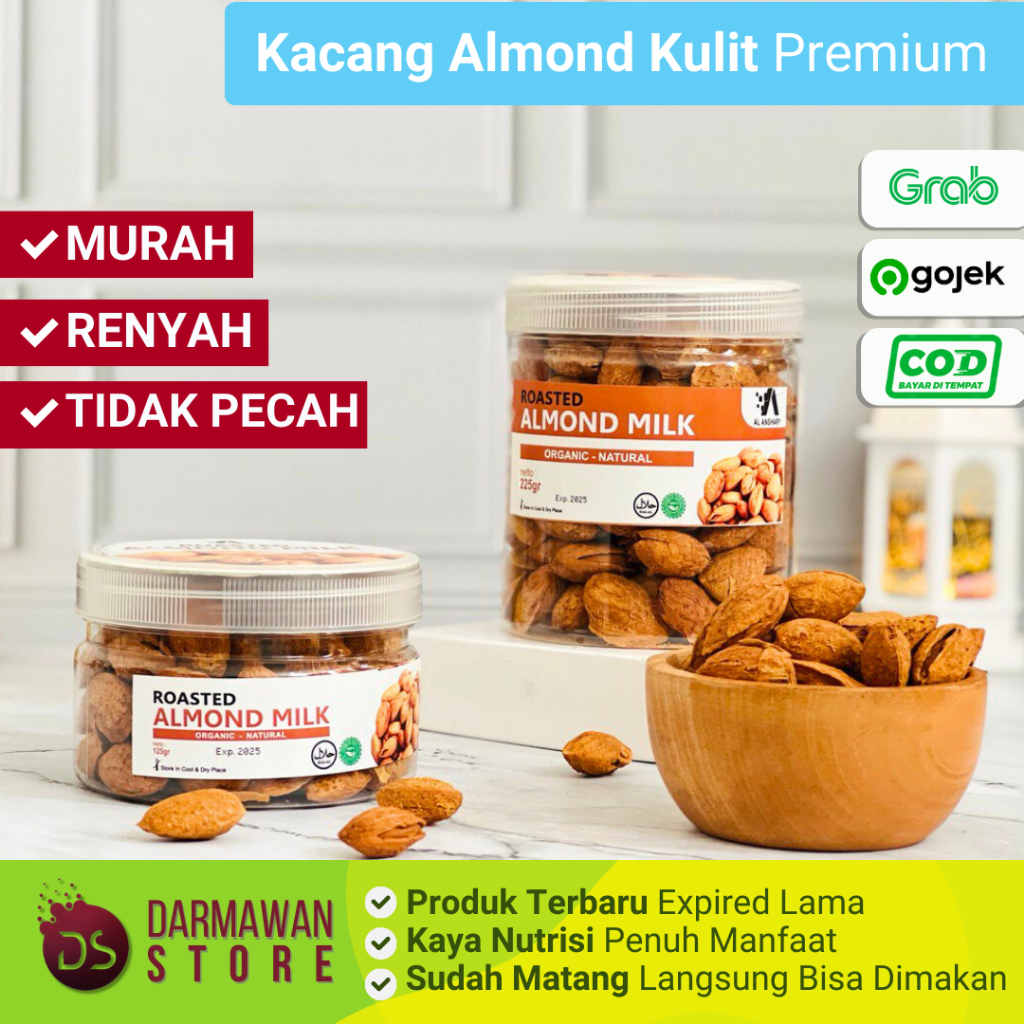 

Kacang Susu Almond / Almond Kulit Panggang / Almond Kult Matang / Almond Kulit Susu / Almond Kulit Rasa Susu / Almond Kiloan