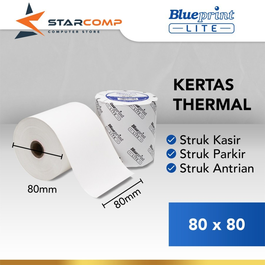 

BLUEPRINT Kertas Thermal 80X80 Printer Thermal Roll 80x40 mm Lite