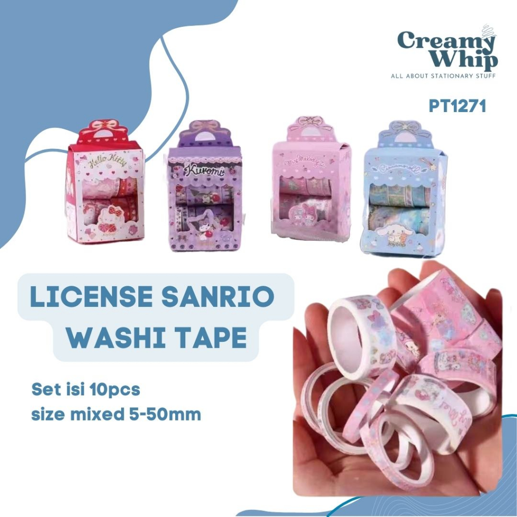 

Licensed 10 Roll Sanrio Washi Tape - Washi Tape Karakter Hello Kitty and Friends Sanrio Stationary Tape Selotip Kertas Dekorasi