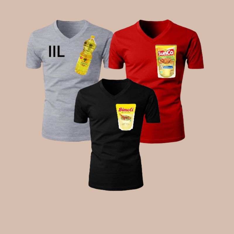 Kaos Pria Sablon Print V Neck Unik