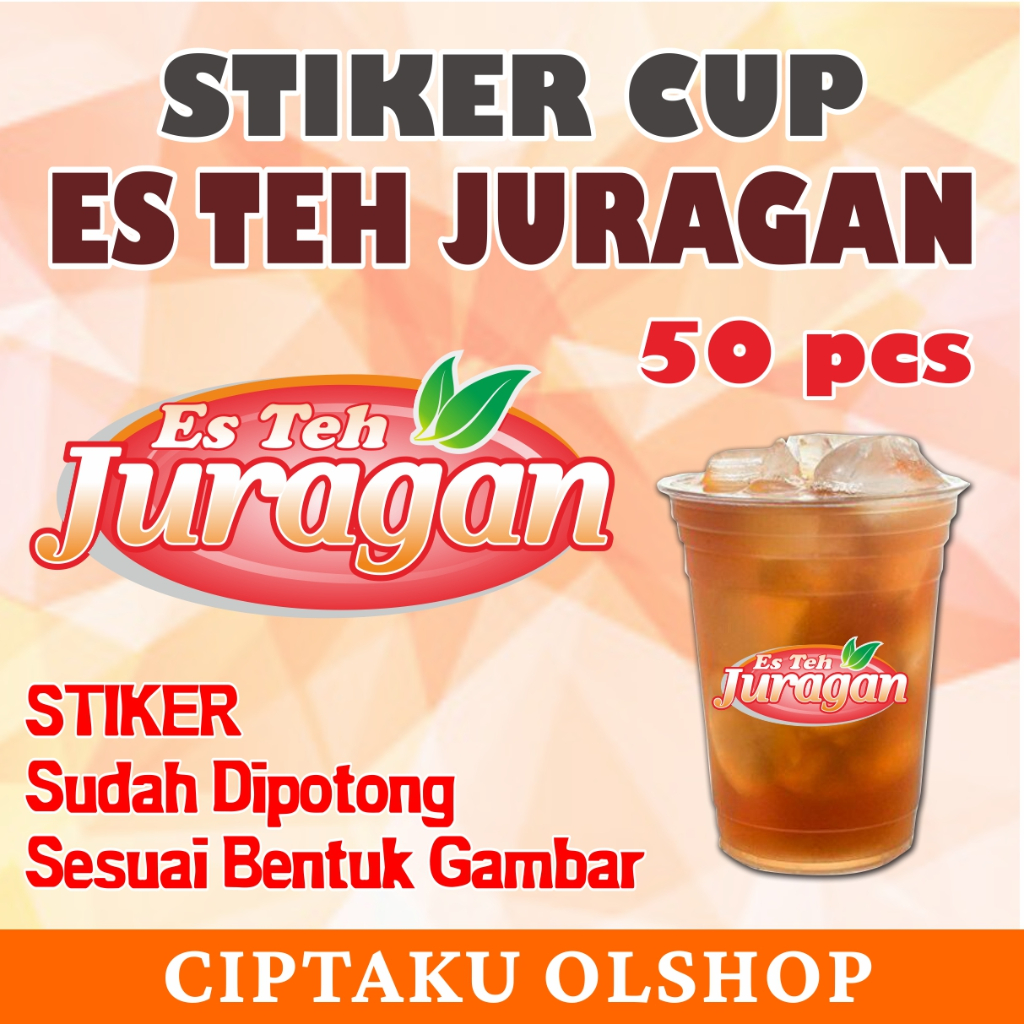 stker label cup minuman es teh juragan