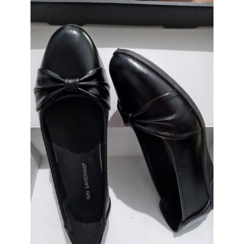 GIO SAVERINO ORIGINAL Sepatu Wedges Wanita Madison Hitam Formal Kerja Kampus Sidang
