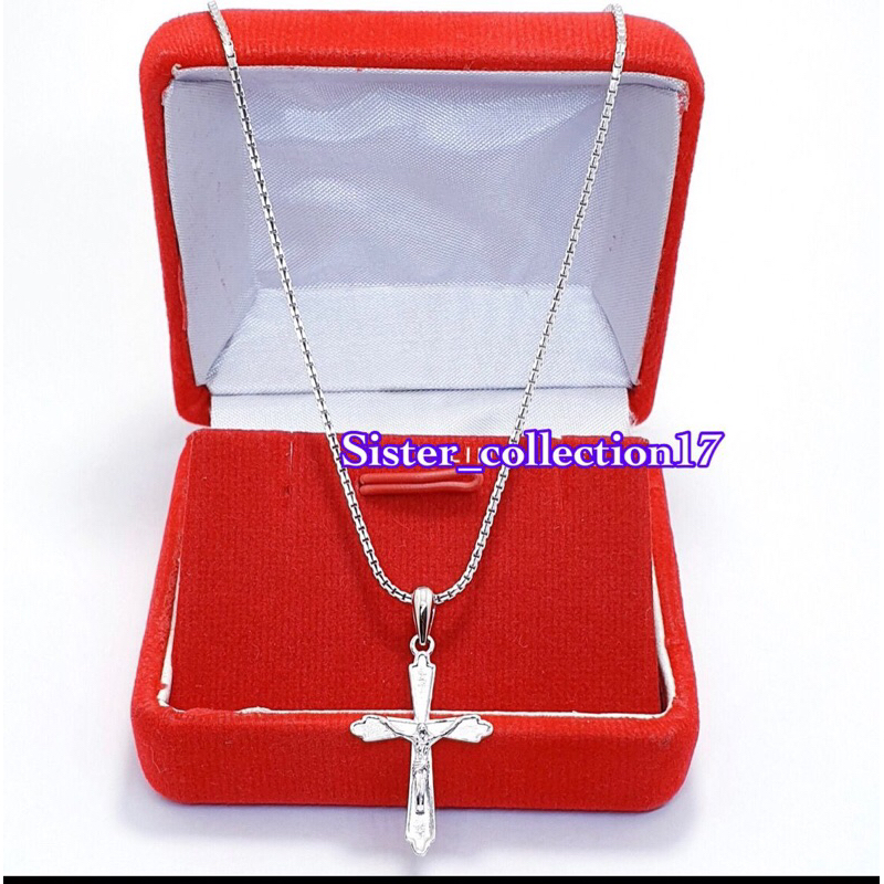 Kalung salib pria kalung salib wanita kalung salib perak 925 lapis emas putih