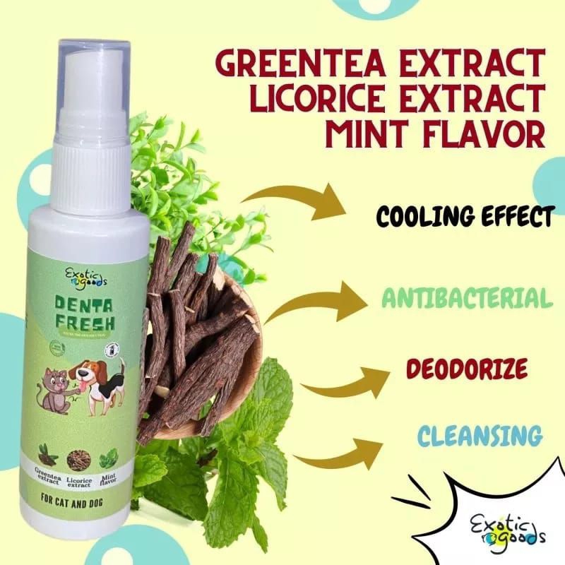 Denta Fresh 60Ml Spary Penghilang Bau Mulut Anjing Penghilang Bau Mulut Kucing Dental Care Mouthcare