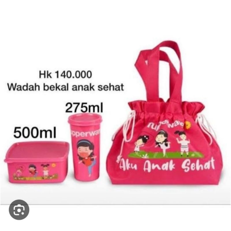 Taperware  Bekal Anak Sehat Pink / Green