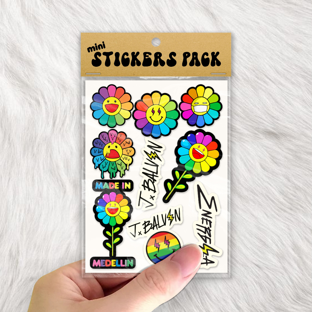 

Stiker Pack Flower Kawaii Aesthetic - Rainbow Hologram Set Isi 9 Stiker