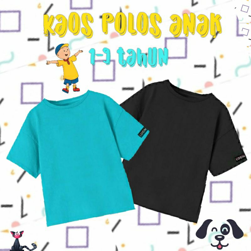 kaos polos anak kaos distro premium cotton combed 30s , kaos polos umur 1-9 tahun  100% ori login , 