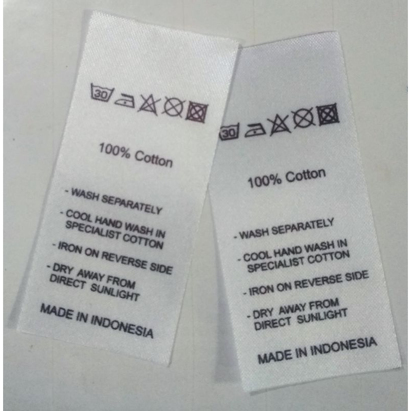 

Label Baju / Label Carewash 100% Cotton model jahit gantung / Label Kaos Distro / Label Bahan Satin