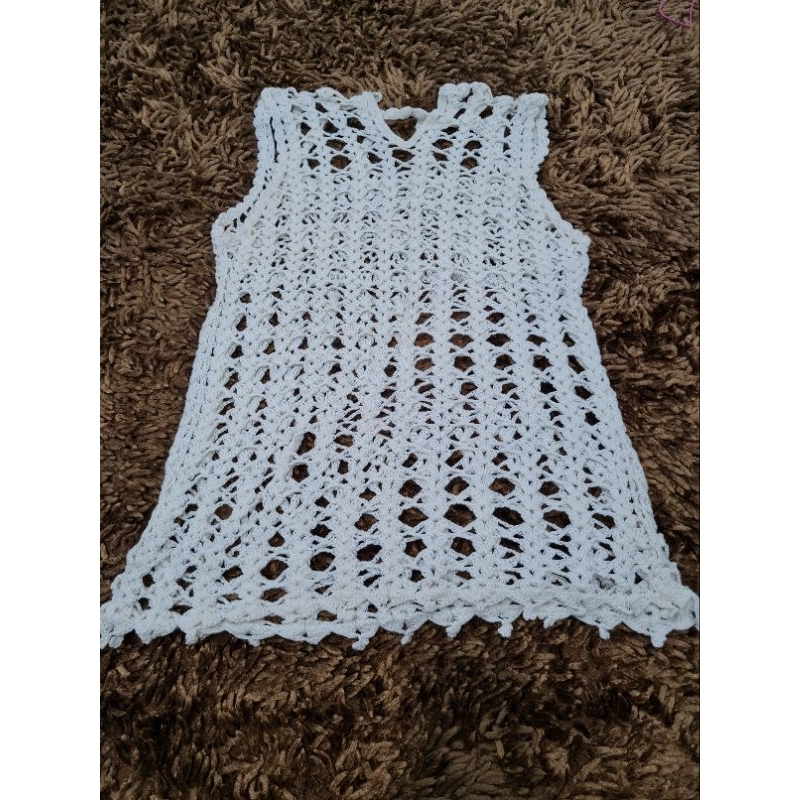 Tanktop Putih Jaring / Atasan Pantai/ Outer Pantai