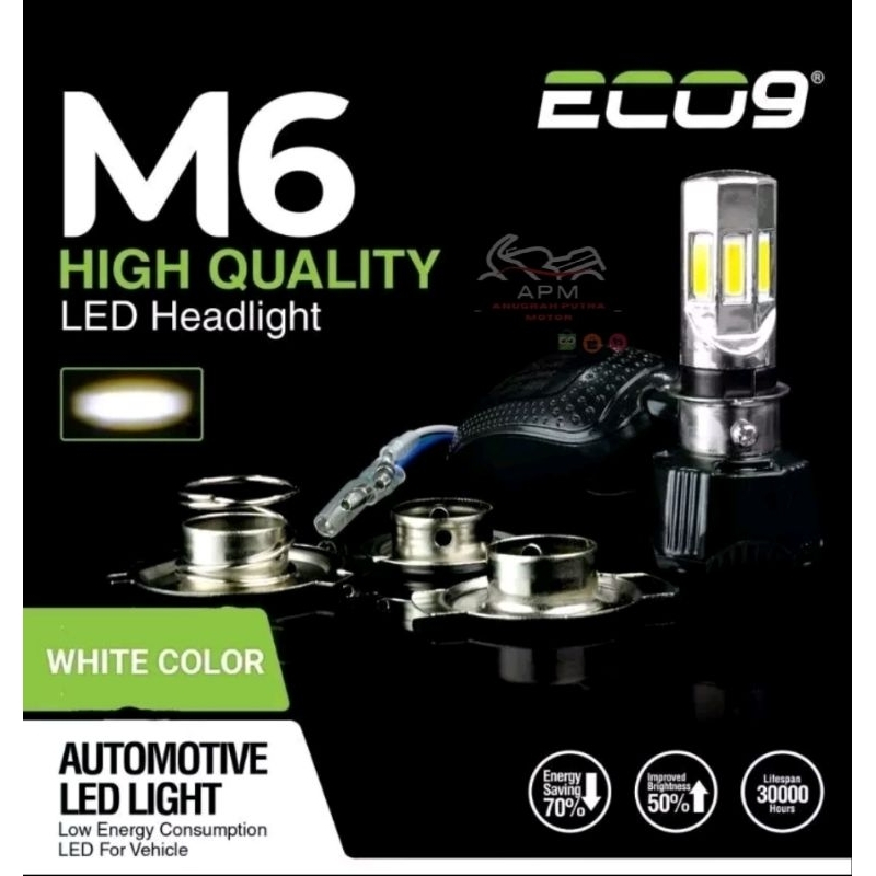 ECO9 M6 LAMPU DEPAN H4 H6 H7 LUMINOS AC DC