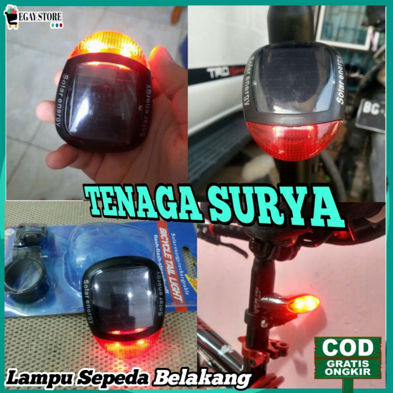 Lampu Sepeda Belakang LED Tenaga Surya Aksesoris Sepedah Gunung MTB Lipat Rechargerable Murah
