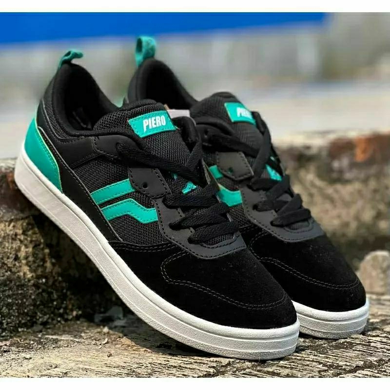 Sepatu Piero Jorge Black Teal White Original